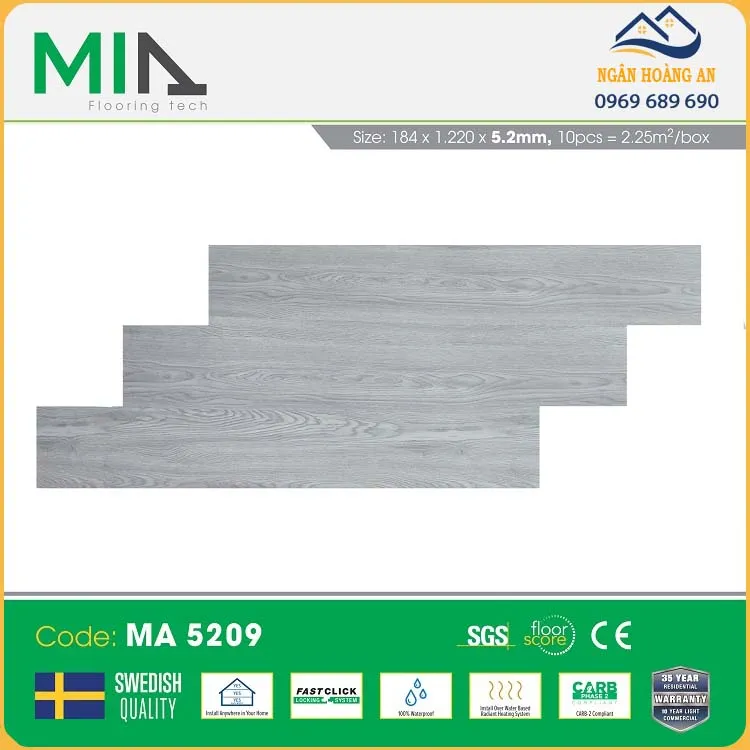 Sàn Nhựa Giả Gỗ Hèm Khóa MIA MA 5209 Dày 5.2mm